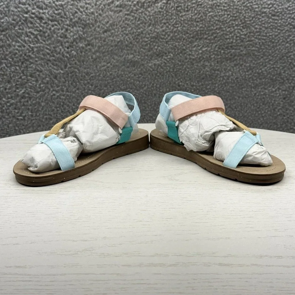 SO Sandals Women's Size 5 Pink/Blue T-Strap‎ Juniors Sandals